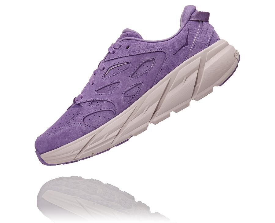 Walking Shoes Mens - Hoka One One Clifton L Suede - Purple - NKTBUSO-83